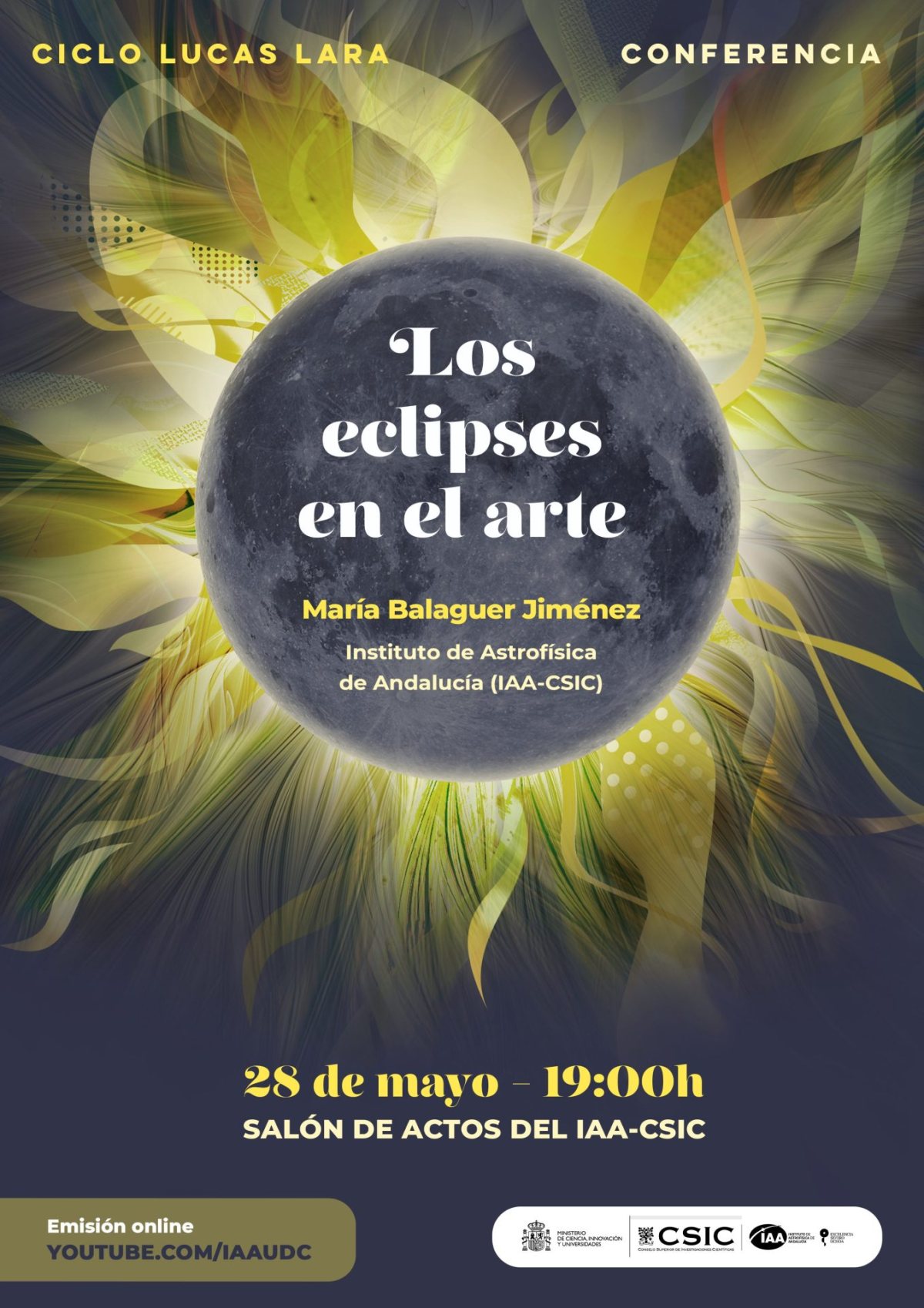 Cartel de la conferencia «Los eclipses en el arte», de María Balaguer Jiménez.
